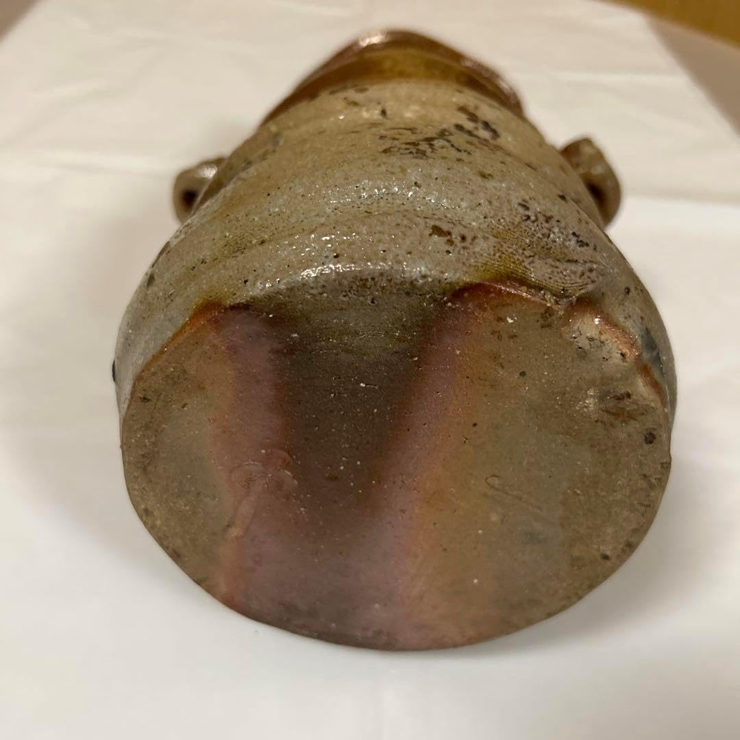 備前焼 西川政美 耳付 花瓶 共箱 花入 花器 師 金重陶陽 3933 備前焼